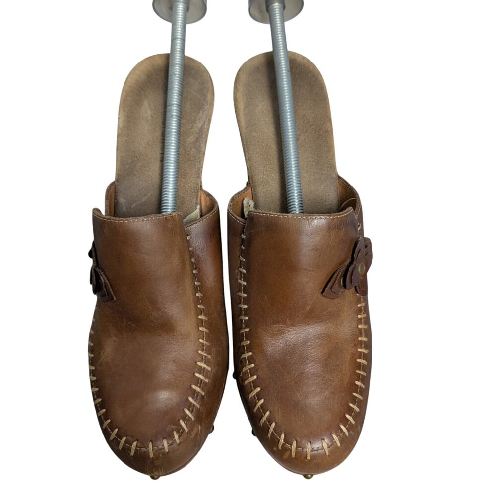 Vintage Y2K Xhileration Mule Womens 9.5 Leather Heeled Clog Cottage Boho 90s - Picture 4 of 7